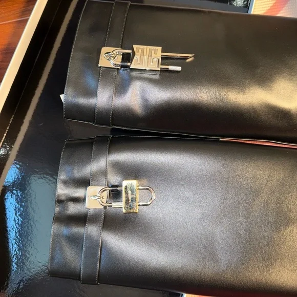 SOLD ON DPOP Givenchy Black Leather Boots with Gold Accent - Picture 8 of 15